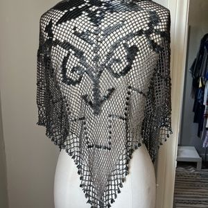 Vintage Gatsby look black beaded wrap